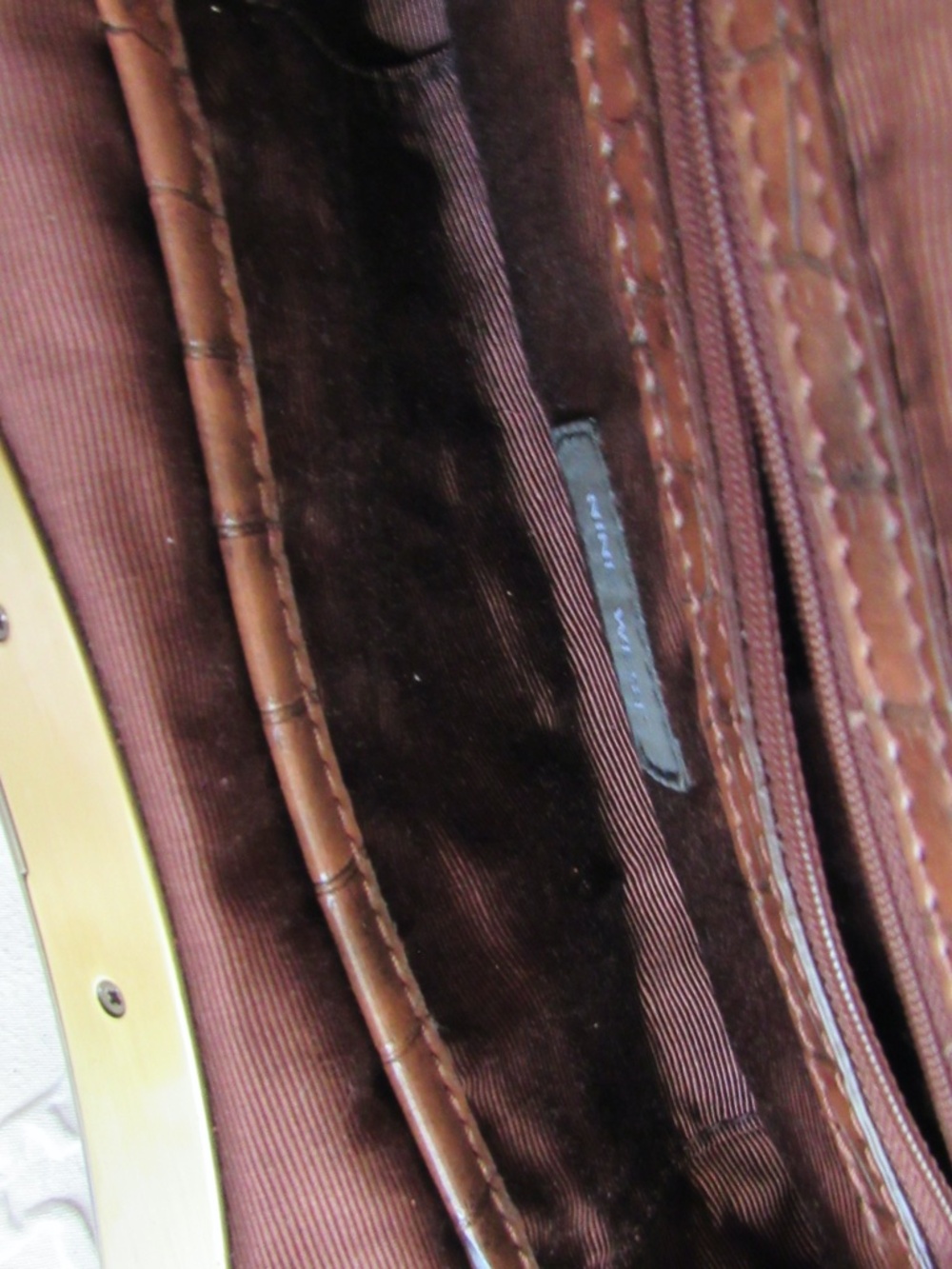 100% Silk Purse Coral Brown Clutch or Bag Brass Abstract 13x7 Vtg Nine West - Picture 11 of 13